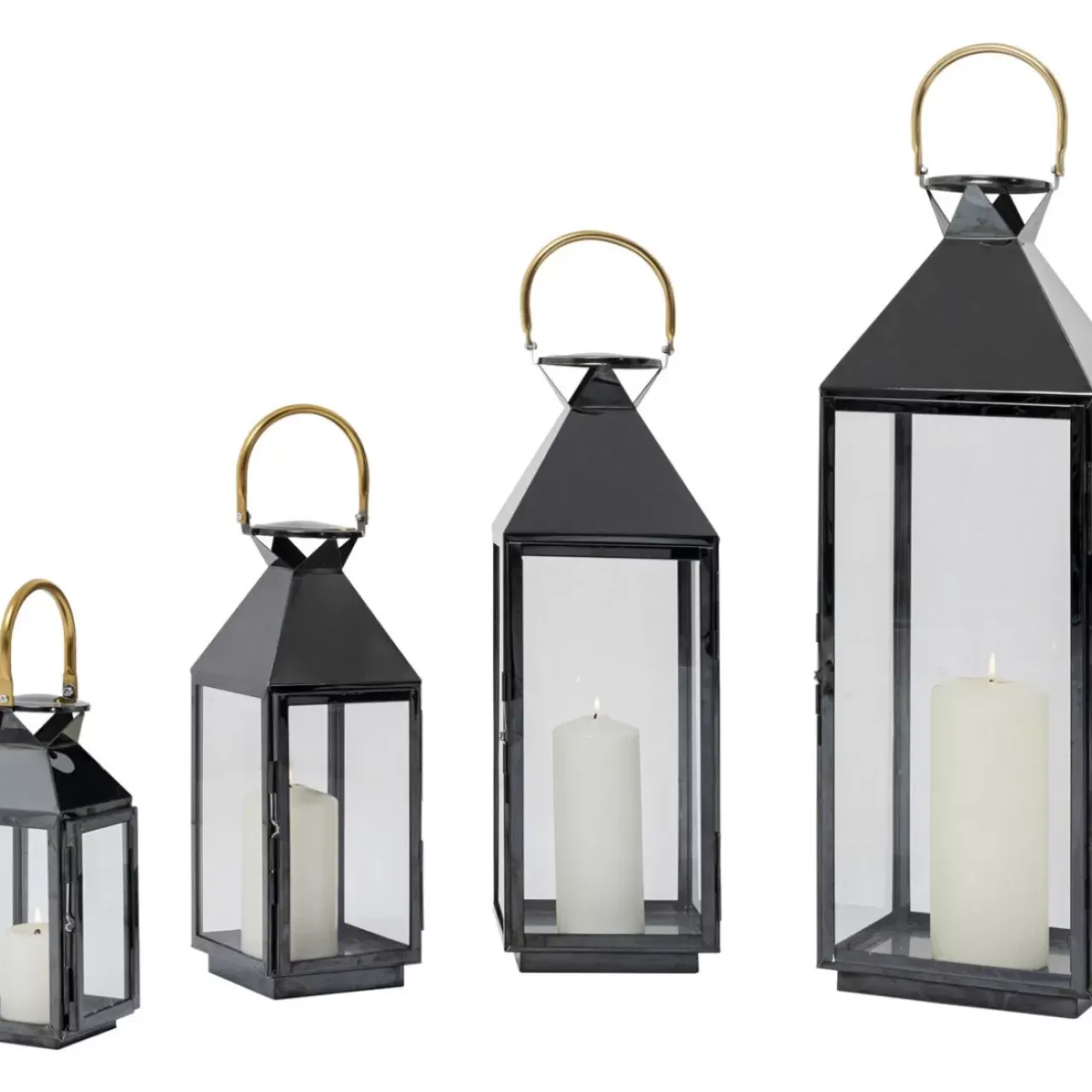 Kerzenständer & Laternen|KARE Design Laterne Giardino Schwarz Gold (4/Set)