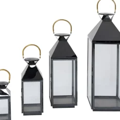 Kerzenständer & Laternen|KARE Design Laterne Giardino Schwarz Gold (4/Set)