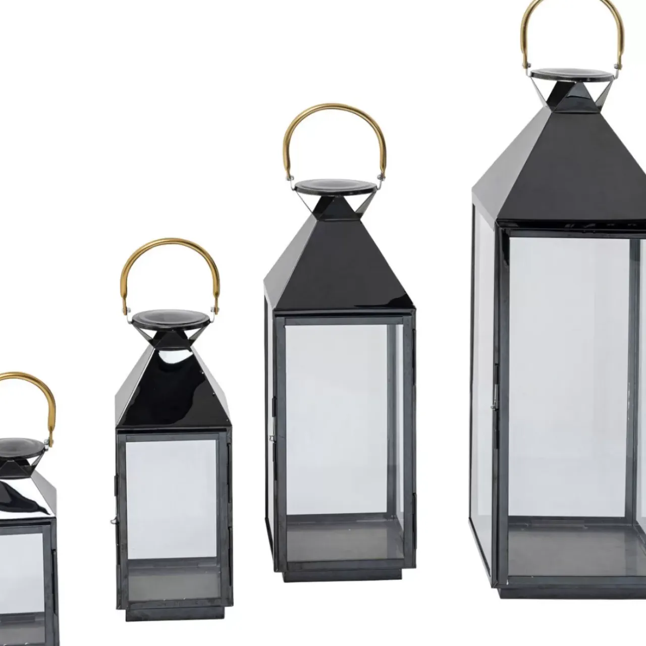 Kerzenständer & Laternen|KARE Design Laterne Giardino Schwarz Gold (4/Set)