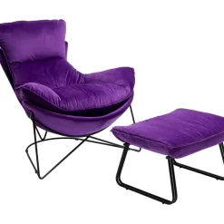 Sessel|KARE Design Sessel Mit Hocker Snuggle Lila (2/Tlg)