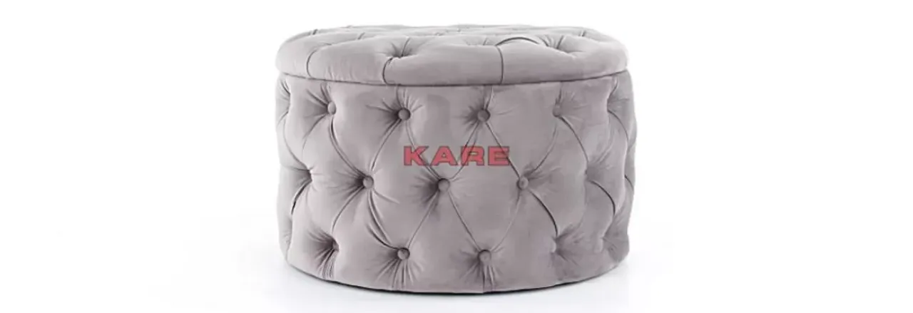 Sitzbänke|KARE Design Sitztruhe Desire Rund Silbergrau