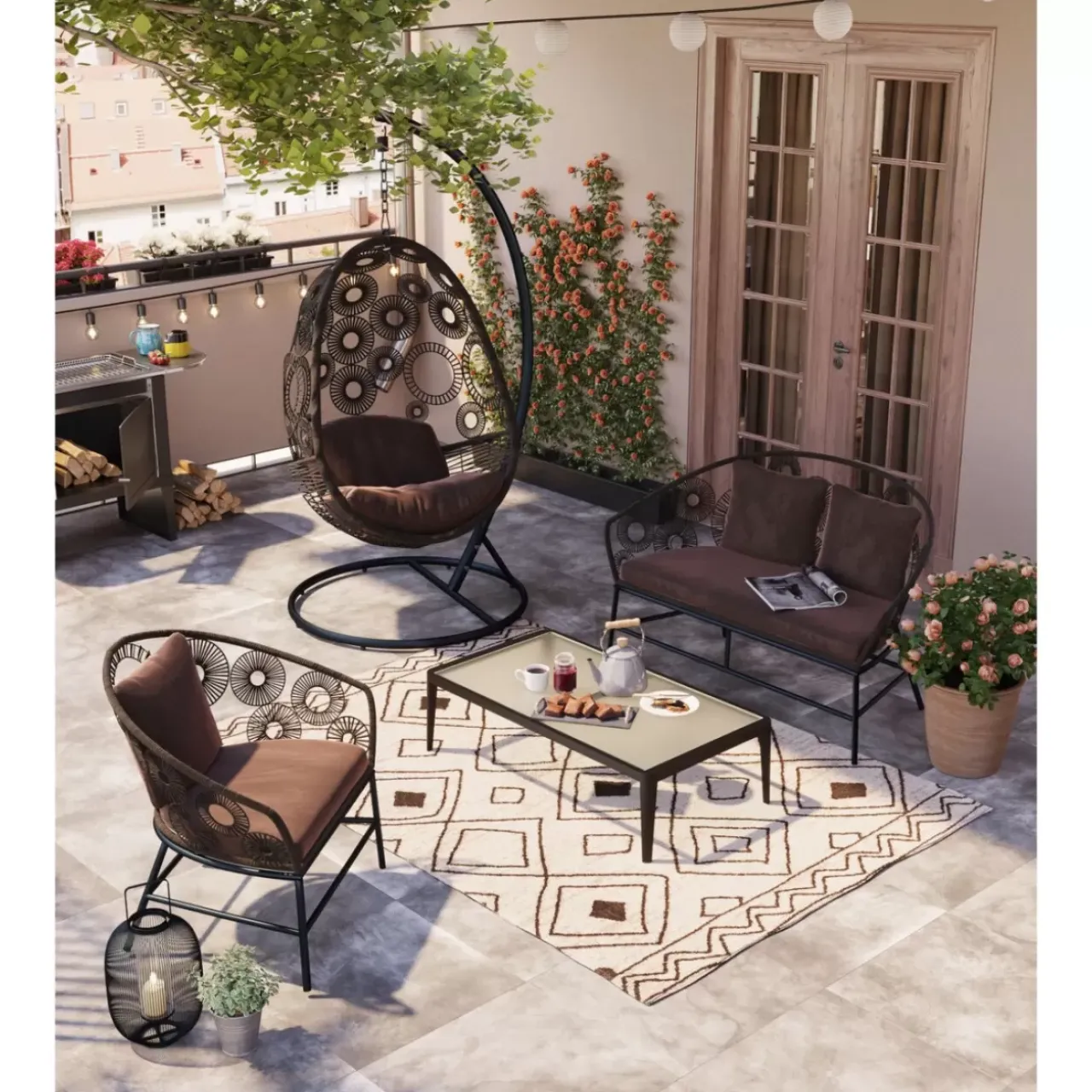 Outdoormöbel|KARE Design Sofa Ibiza Braun