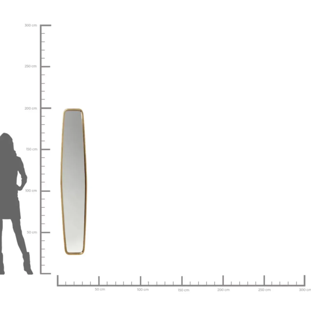 Spiegel|KARE Design Spiegel Clip Brass 32X177Cm