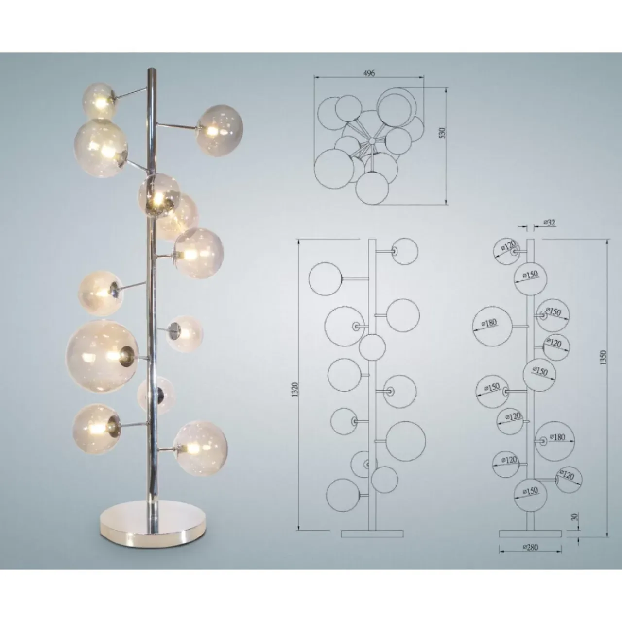 Steh & Bodenleuchten|KARE Design Stehleuchte Balloon Smoke 12