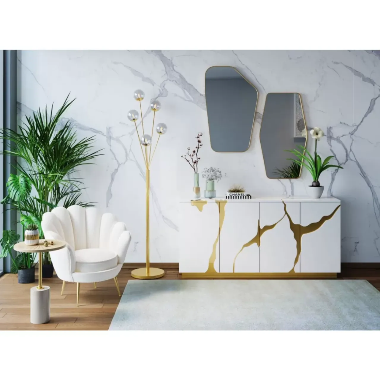Steh & Bodenleuchten|KARE Design Stehleuchte Talea Gold 156Cm