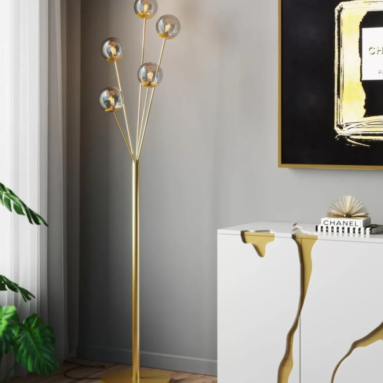 Steh & Bodenleuchten|KARE Design Stehleuchte Talea Gold 156Cm