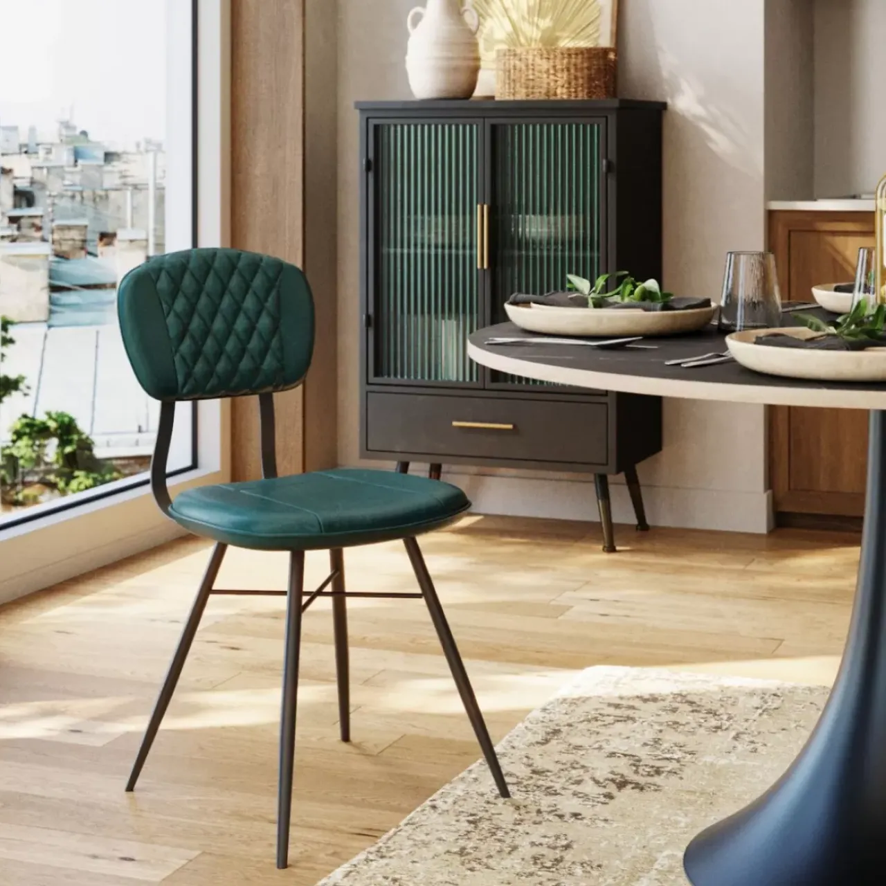 Stühle|KARE Design Stuhl Samba Leder Dunkelgrun