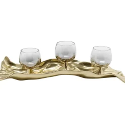 Deko & Geschenkartikel|KARE Design Teelichthalter 3 Jade Gold (4/Tlg.)