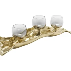 Deko & Geschenkartikel|KARE Design Teelichthalter 3 Jade Gold (4/Tlg.)
