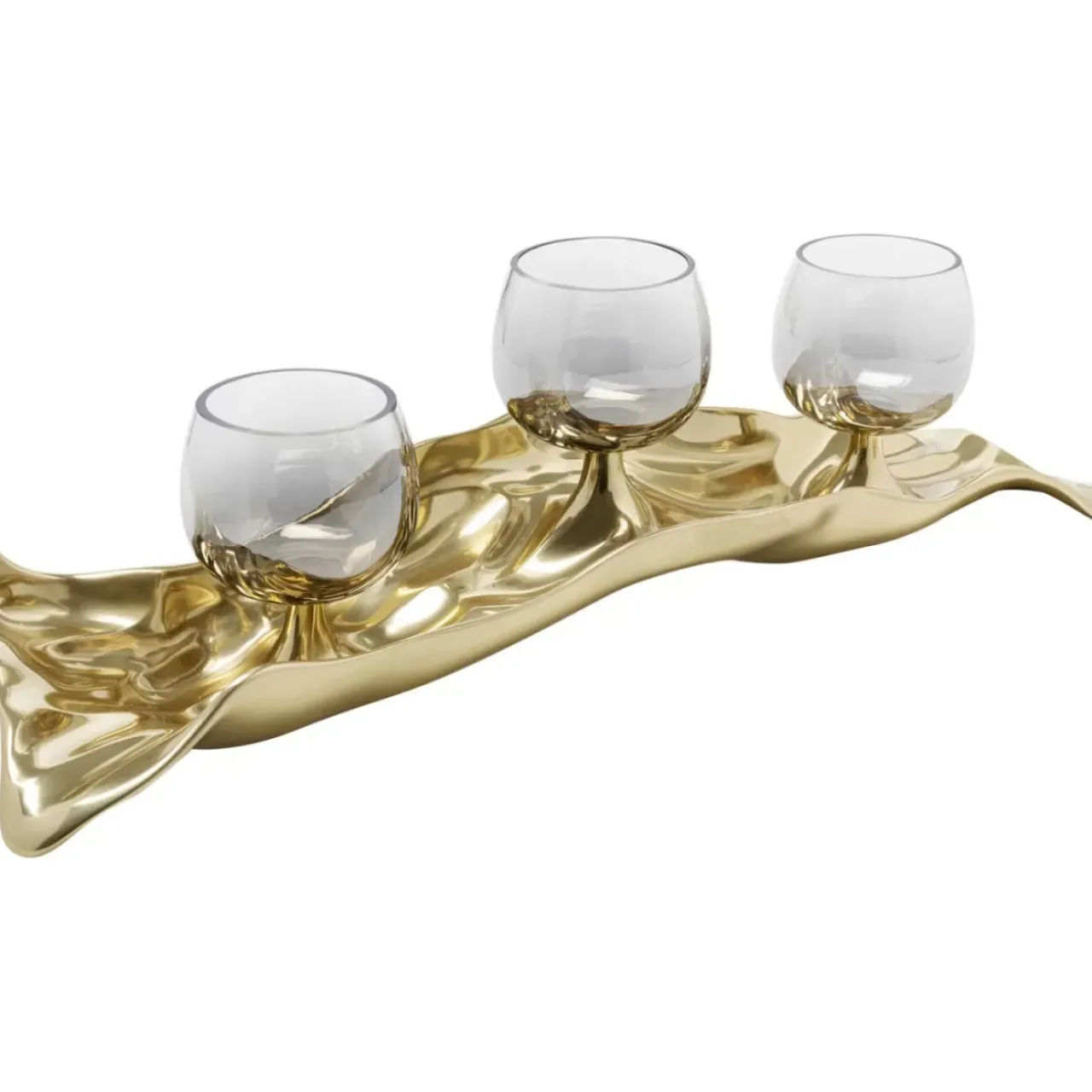 Deko & Geschenkartikel|KARE Design Teelichthalter 3 Jade Gold (4/Tlg.)