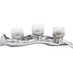 Deko & Geschenkartikel|KARE Design Teelichthalter 3 Jade Silber
