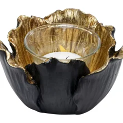 Deko & Geschenkartikel|KARE Design Teelichthalter Flower Bloom Schwarz Gold O10