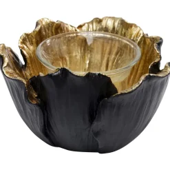 Deko & Geschenkartikel|KARE Design Teelichthalter Flower Bloom Schwarz Gold O10
