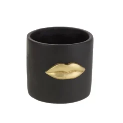 Aufbewahrung & Ordnung|KARE Design Ubertopf Lips Schwarz/Gold