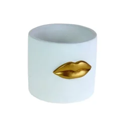 Aufbewahrung & Ordnung|KARE Design Ubertopf Lips Weiss/Gold