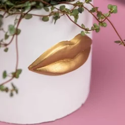 Aufbewahrung & Ordnung|KARE Design Ubertopf Lips Weiss/Gold