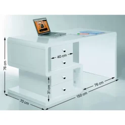 Tische|KARE Design White Club Schreibtisch Snake 150X70Cm